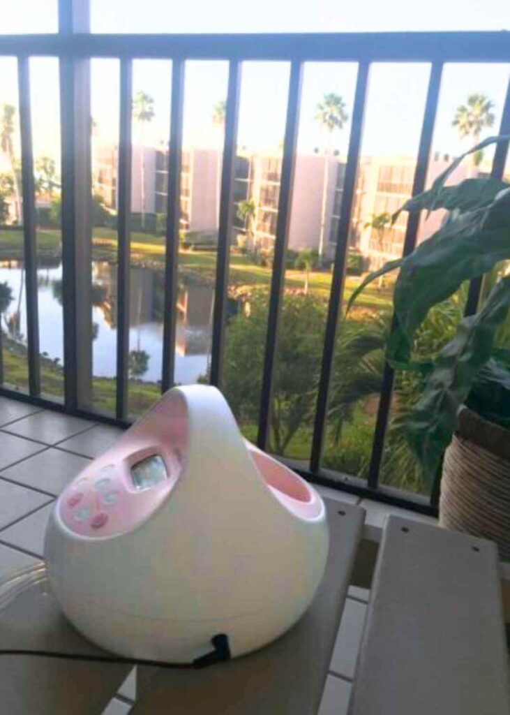 photo of breast milk pump being used by a surrogate while traveling